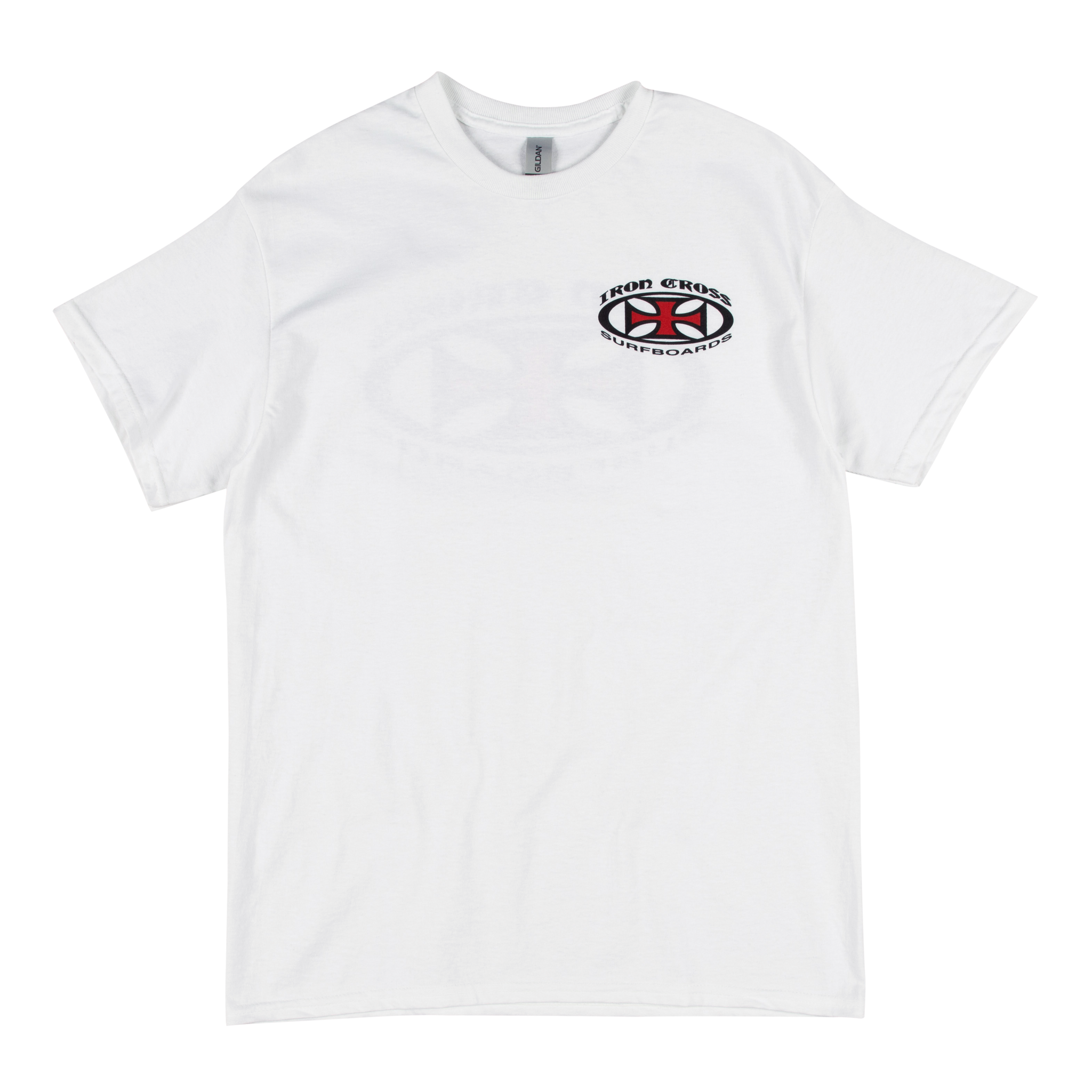 ROAD✖️CANVAS WNAME IRONCROSS TOP(SILVER) Iron Cross Surfboards S/S White Tee – Cardiff Surf Co.