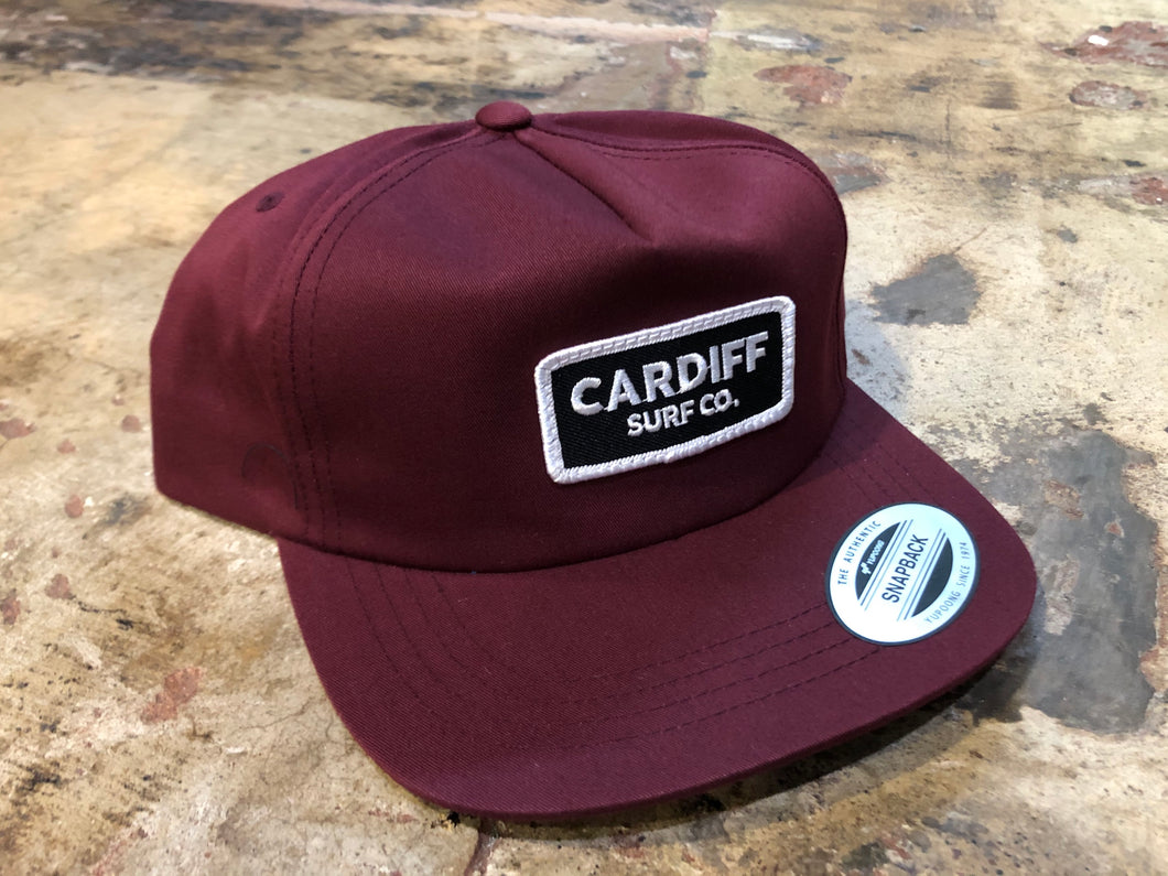 CSC Unstructured 5 Panel Patch Hat Burgundy